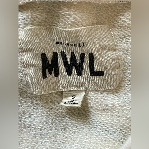 Madewell Frosted Sage & Cream Tropical Floral Frayed Sweatshirt Size Small - Picture 7 of 7